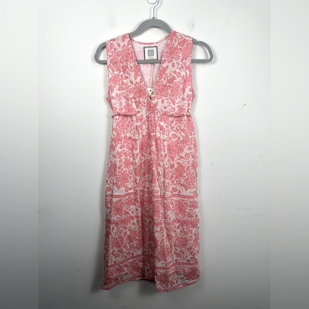 Bell Alicia Bell Cece Dress‎ Women XS Pink NWT Silk Cotton Floral Midi AB021